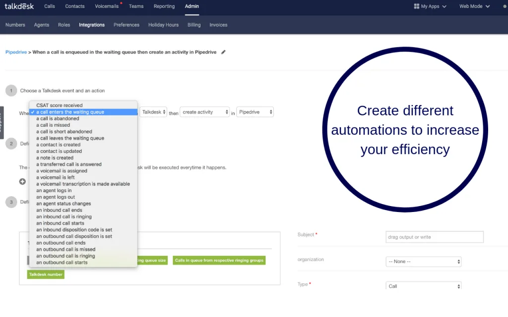 pipedrive integration with talkdesk